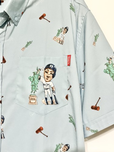 RSVLTS MLBPA New York Yankees Aaron Judge Baseball Blue Button Up Shirt Liberty - Picture 3 of 9