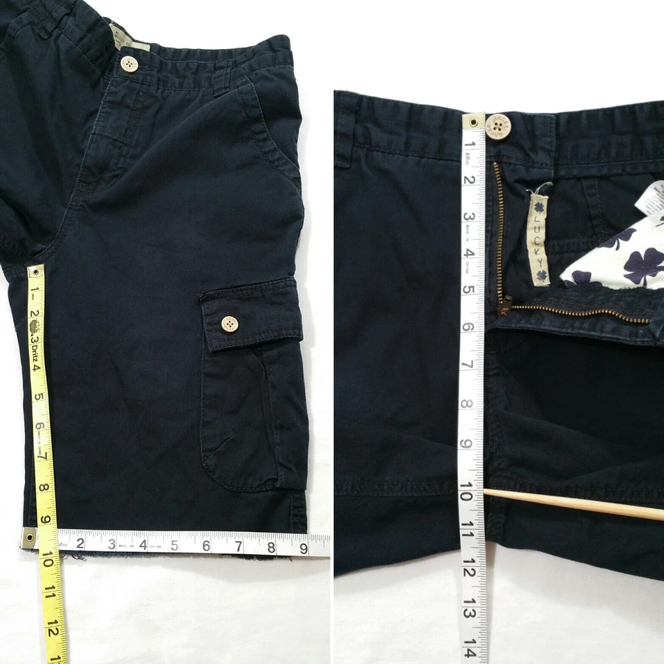 Pantalones Cortos Carga Lucky Brand Niños Talla 14 Negros Dobladillo Crudo Solapa Botón Bolsillos Cremallera Mosca Foto 4 de 4