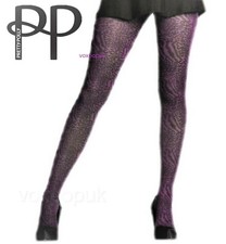 PRETTY POLLY TIGHTS SNAKE LEOPARD PATTERN Purple Grape 40D UK Size Up To 42" Hip