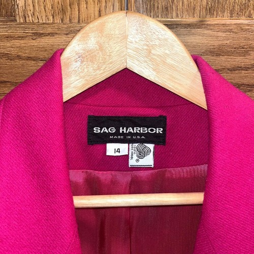 Vintage Pink Blazer Jacket 100% Wool Made in USA Work Attire Business Barbie 14 - Picture 10 of 10