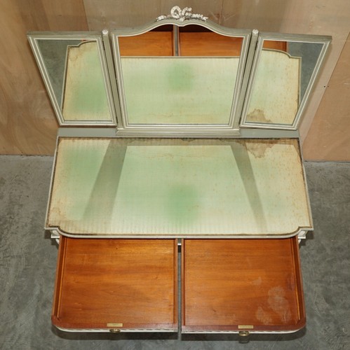 ANTIQUE STAMPED MELLIER & CO ANGLO FRENCH SHABBY CHIC DRESSING TABLE PART SET - Picture 10 of 12