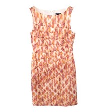 Ann Taylor Dress Womens Silk 2 Knee Short Sleeveless A-Line Zip Lined Colorful