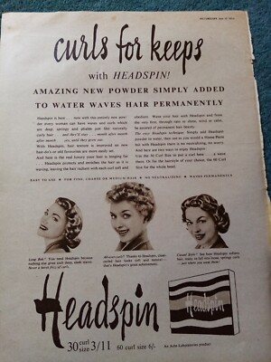 El24 Ephemera 1954 Werbung Headspin Locken für Keeps 