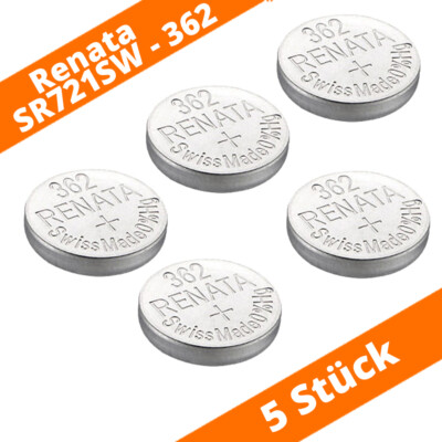 5 x Renata 362 SR721SW SR58 AG11 LR721 V362 Uhrenbatterie Knopfzelle Swiss
