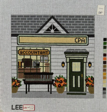 Lee "Accountant Office" WH-1213 Handpainted Needlepoint Canvas Design 13 mesh