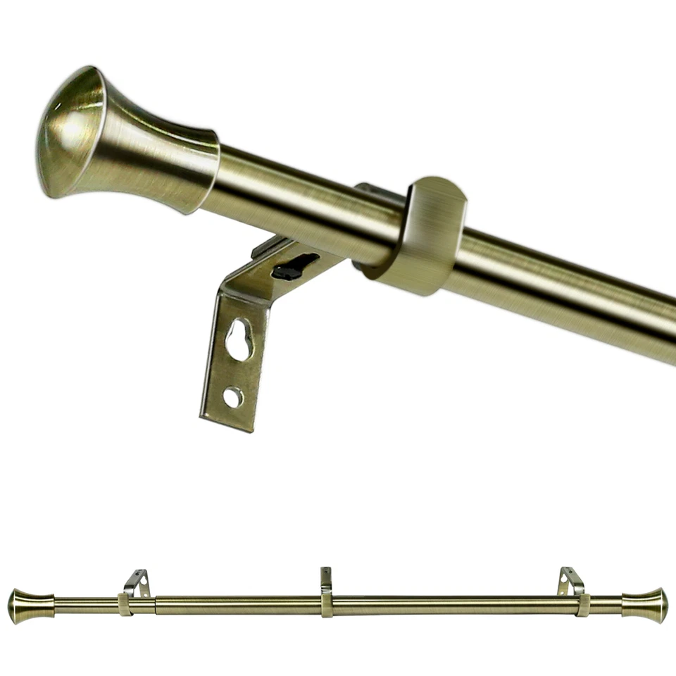 5/8" Adjustable Curtain Rod, Domed Flared Finial, 28"-48"/48"-84"/84"-120" - Image 3 of 4