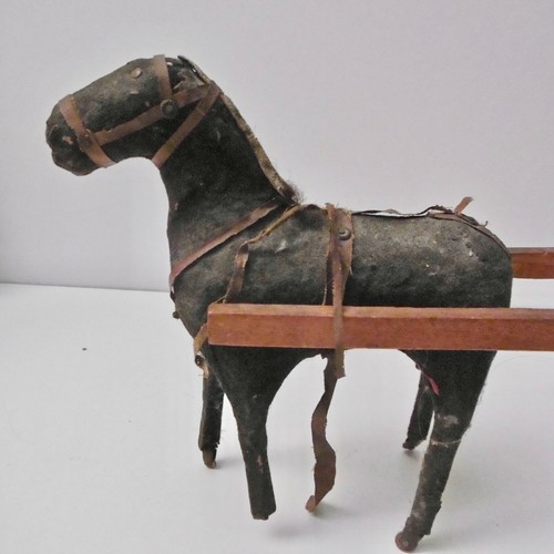 BEAUTIFUL ANTIQUE SET - LENOBLE CART WITH HORSE AND DOLL - 1900's - Picture 7 of 22