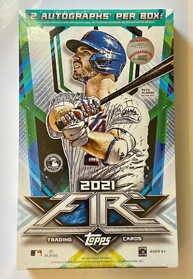 2021 Topps Fire Baseball Trading Card Hobby Box - 2 Autographs - FACTORY SEALED