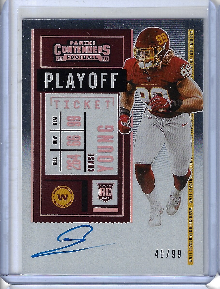 2020 Panini Contenders Chase Young PLAYOFF TICKET AUTO #40/99 Washington Team
