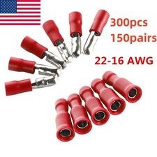 300 PCS 22-16 GAUGE VINYL INSULATED BULLET CONNECTORS MALE  FEMALE 150 PCS EACH