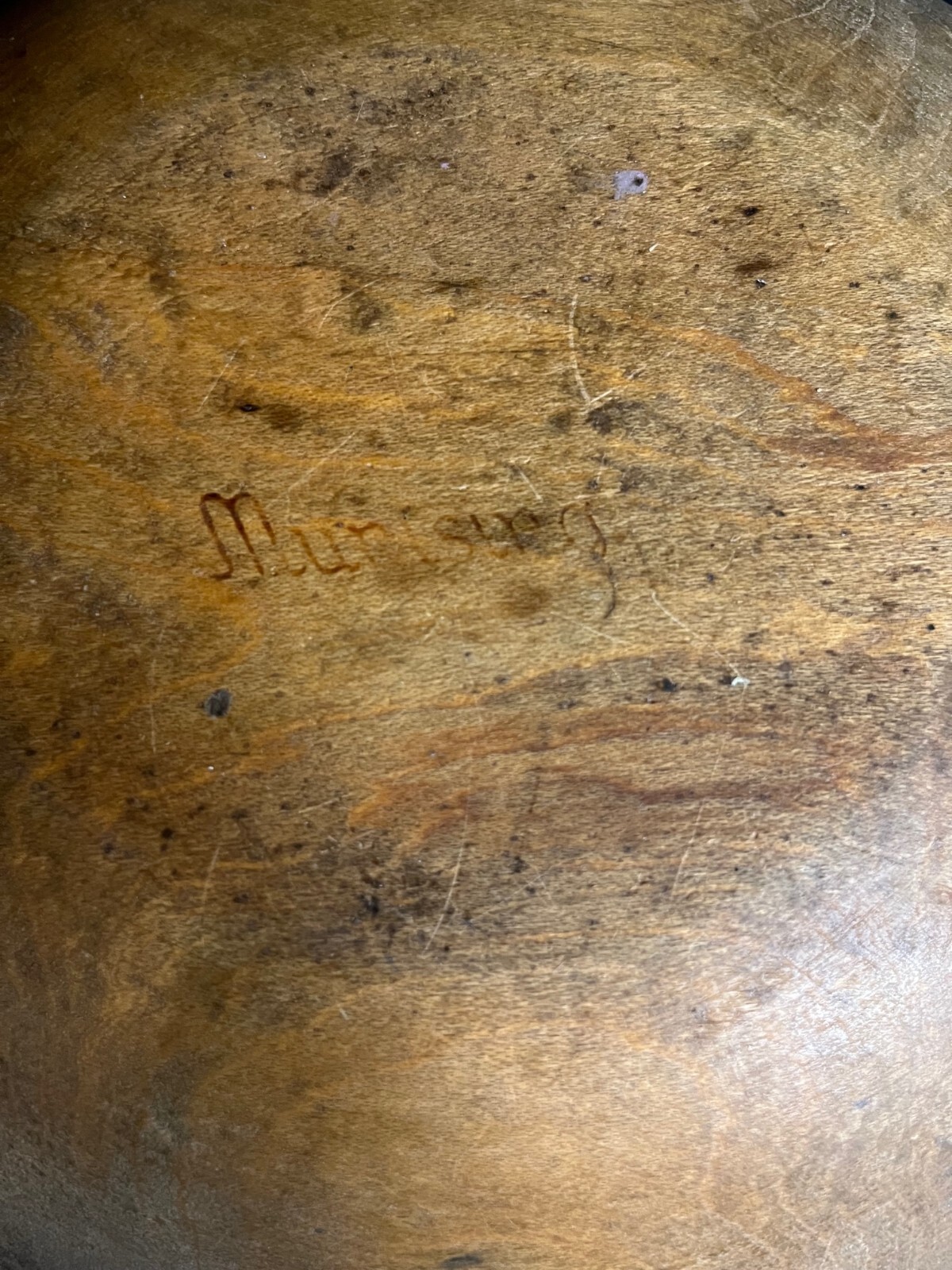 Vintage Antique Primitive Munising Wooden Mixing Bowl with Dough Paddle