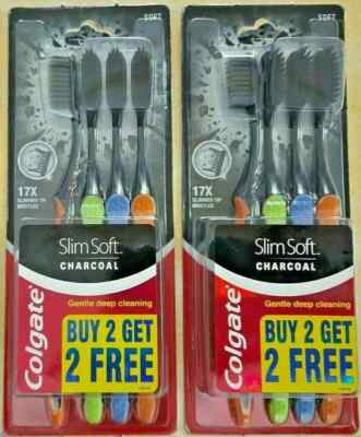 8 Pcs Colgate Slim Soft Charcoal Toothbrush 17x Slimmer Soft Tip Bristles