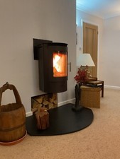 Westfire21 wood only, wall hung or floor.black. Scandinavian. Modern design.