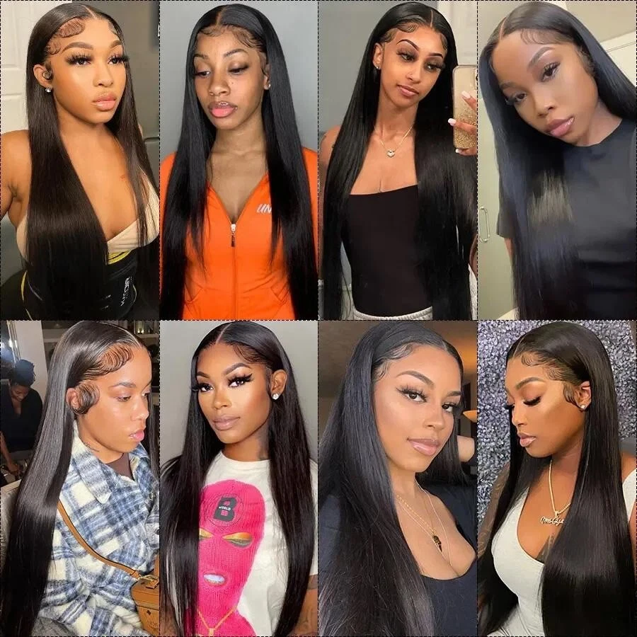 Peluca frontal de encaje sin pegamento 180 % densidad cabello humano encaje pelucas delanteras rectas 13/4 Foto 3 de 3