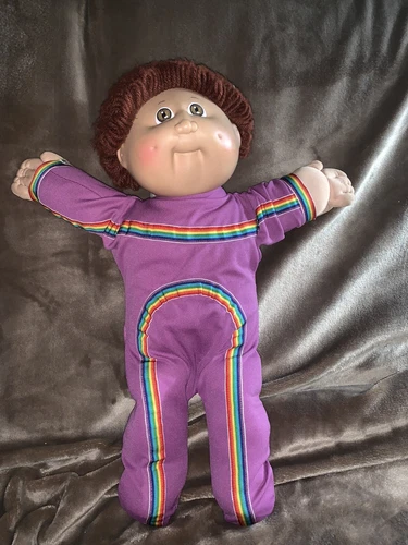 1985 Xavier Roberts Cabbage Patch Kids Brown Hair Doll Dimples Rainbow Outfit ❤️