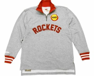 Mitchell Et Ness La VICTOIRE Veste 1/4 Zip HOUSTON ROCKETS Grise Neuve - Photo 1/4