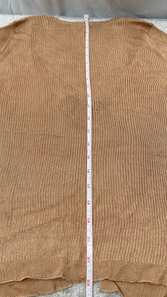 Free People Womens Marlena Tie Front Fine Knit Cardigan Sable Gold Size L - Image 4 of 4