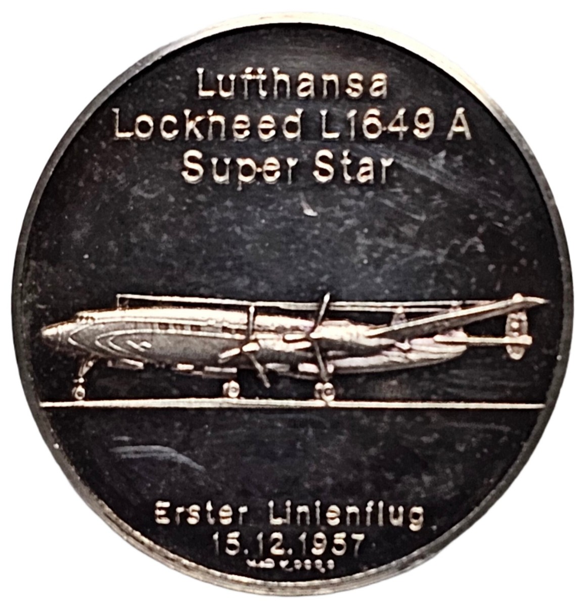 1957 Lufthansa Lockeed L1649 A Super Star .999 Silver Proof Medal