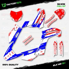 Red White Blue Slick Racing Graphics Kit fit 19-24 Kawasaki KLX140 KLX 140 Decal