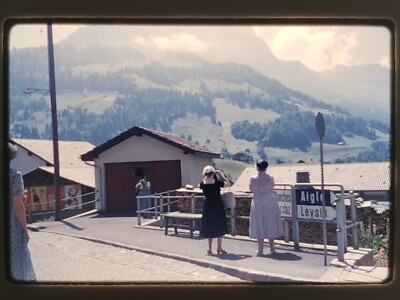 Vtg 1958 35mm Slide - Aigle Leysin, Switzerland, Scenic Mountains - Kodachrome