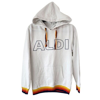 #ad #ad Aldi Gear White Hooded Sweatshirt Hoodie Store Merch Soft Comfy Women#x27;s S $19.99