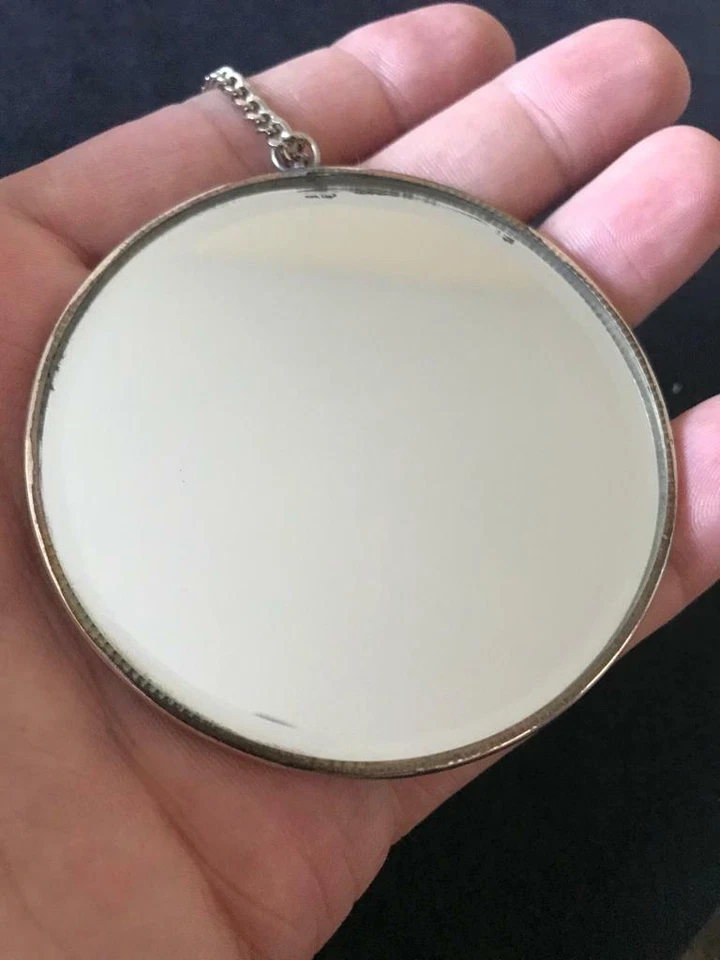 925K Sterling Silver, Muslim Ornate Repousse Round Mirror - Image 3 of 4