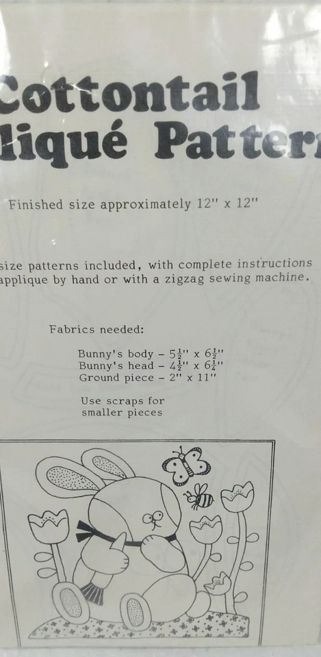 Cottontail An 贴花图案来自 Yours Truly # 3033 约 12 英寸 x 12 英寸复古 1979 — 第 3/4 张图片