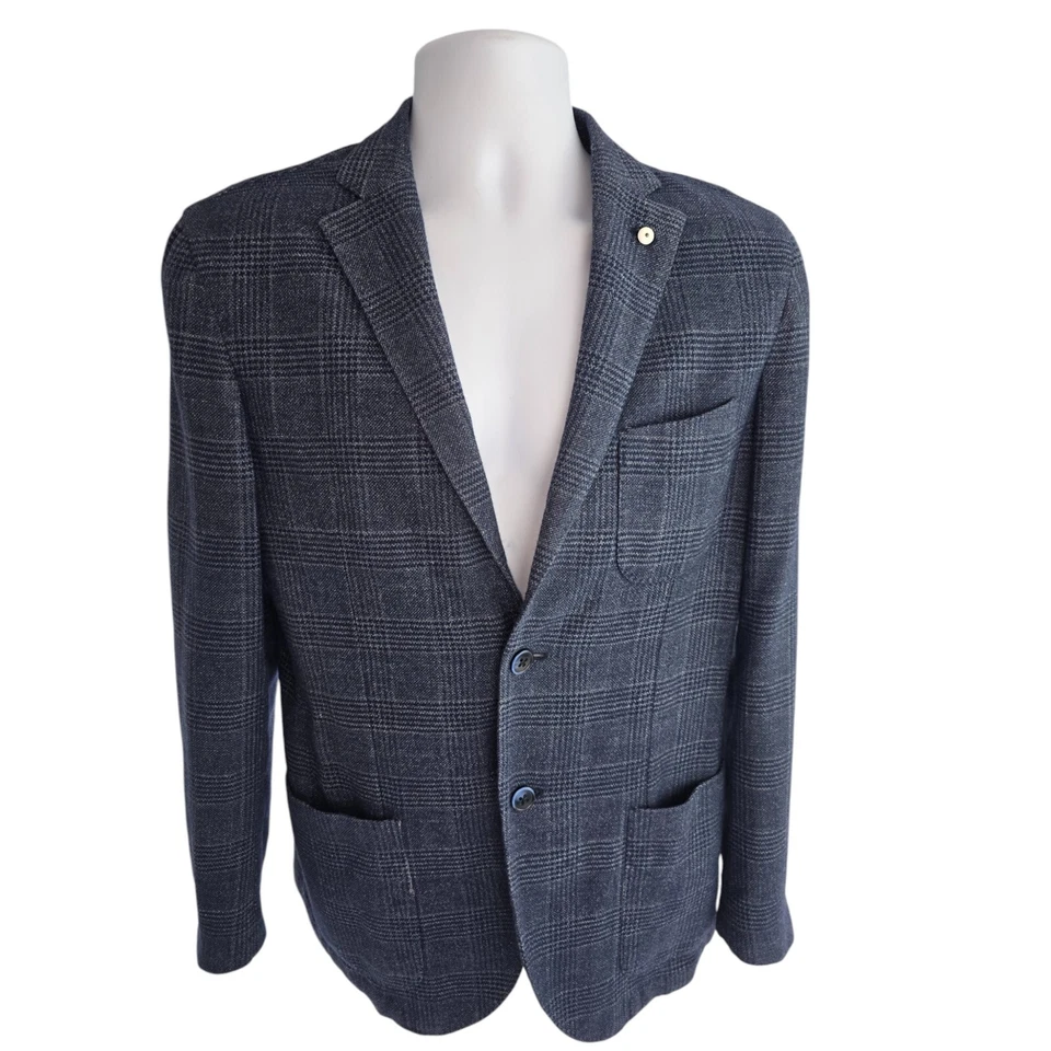 L.B.M. 1911 Angora Wool Cotton Unstructured Houndstooth Blazer Coat Jacket 50 40 - Image 2 of 4