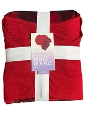 Stars Above Cozy Pajama Set Womens Small Red Plaid Long Sleeve Shirt and Pant