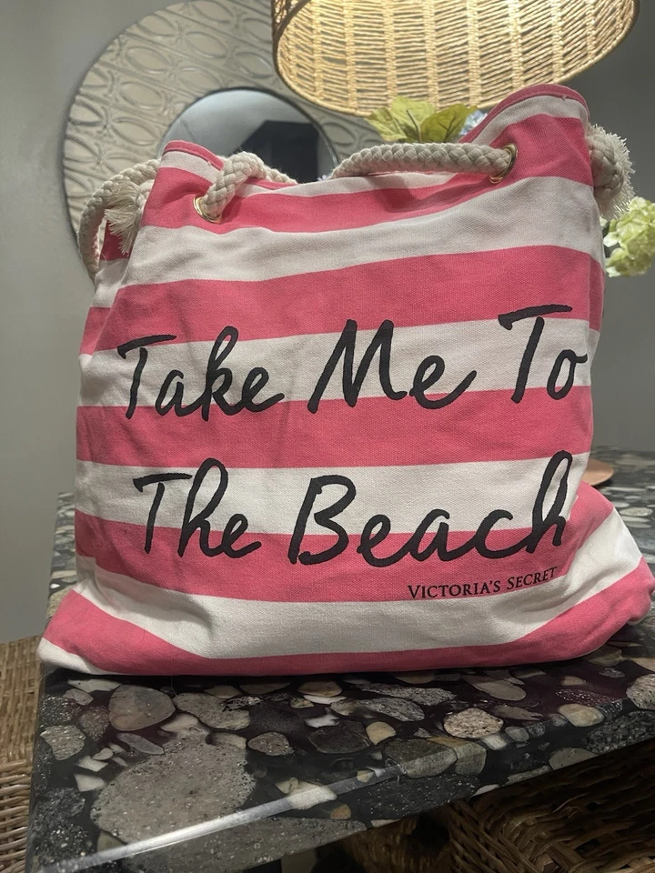 Bolso de Mano Victoria Secret Día de Playa Extra Grande Rosa Informal Chic Lujo Foto 4 de 4