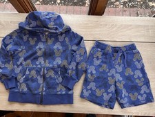 Hanna Andersson Disney Mickey Mouse Boys Full Zip Hoodie  Shorts Set Size US 5