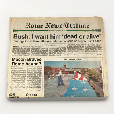 Tuesday, September 18, 2001 news tribune post 9/11 attack Wanted Dead Or Alive!