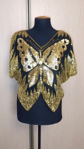 Women American Vintage Shirt Black Silk 36 / S /