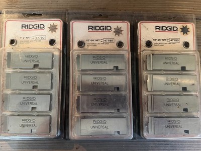 Complete Set RIDGID High Speed Stainless Steel Pipe Dies (47790, 47785, 47780)