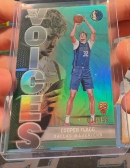 Cooper Flagg 2025-26 Topps Chrome Voices Aqua /199 Rookie REFRACTOR SP No. VS-6