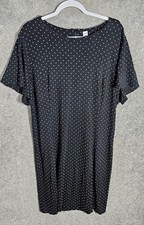 Old Navy Polka Dot Dress Women Size XXL Tall Black Beige Flutter Sleeve Stretch