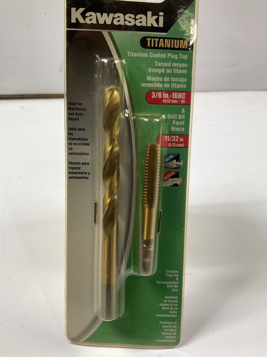 ワタページ Kawasaki 840495 Titanium Coated Plug Tap And Drill Bit Set, 3/8