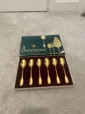 Vintage Wirths Besteck Baronesse Kaffeestunde In Gold Coffee Spoons Set Of 6