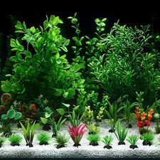 56 Pcs Fake Artificial Aquarium Plants Plastic Realistic Aquatic Fish Tank Pl...