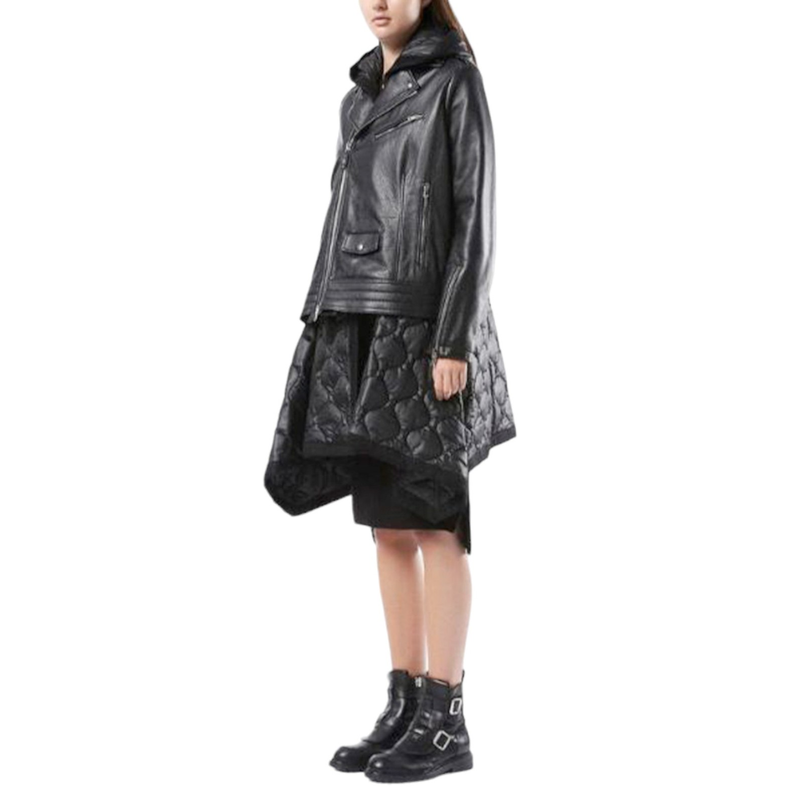 DIESEL BLACK GOLD LANCRET Womens Leather Jacket Size 10 Full Zipped Hooded Coat image 3