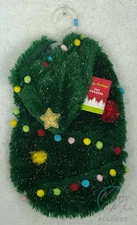 New Happy Howlidays Christmas Tree Dog Costume Green Tinsel Pom Pom Holiday