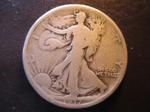 1917-S 50C Reverse Walking Liberty Half Dollar Good Date Rare