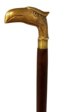 Vintage Brass Eagle Handle Victorian Wood Cane Walking Stick Gift For Gentlemen