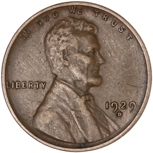 🔥 1929 D Lincoln Wheat Cent Good - Very Good (G-VG) Condition Copper Penny 1c