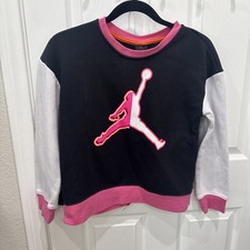 Jordan Black and Pink Sweatshirt Long-sleeve Mesh Back Basketball Girls Large