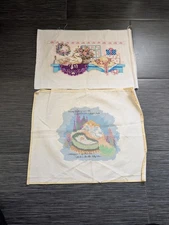 Cross Stitch Country Duck Shelf Present Flowers Baby Poem Completed Unframed