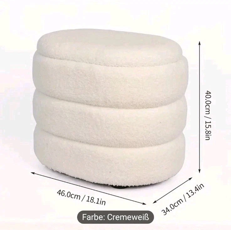 Design-Hocker Bouclé | Cremeweiß | Stauraum & Style in einem - Bild 3 von 3