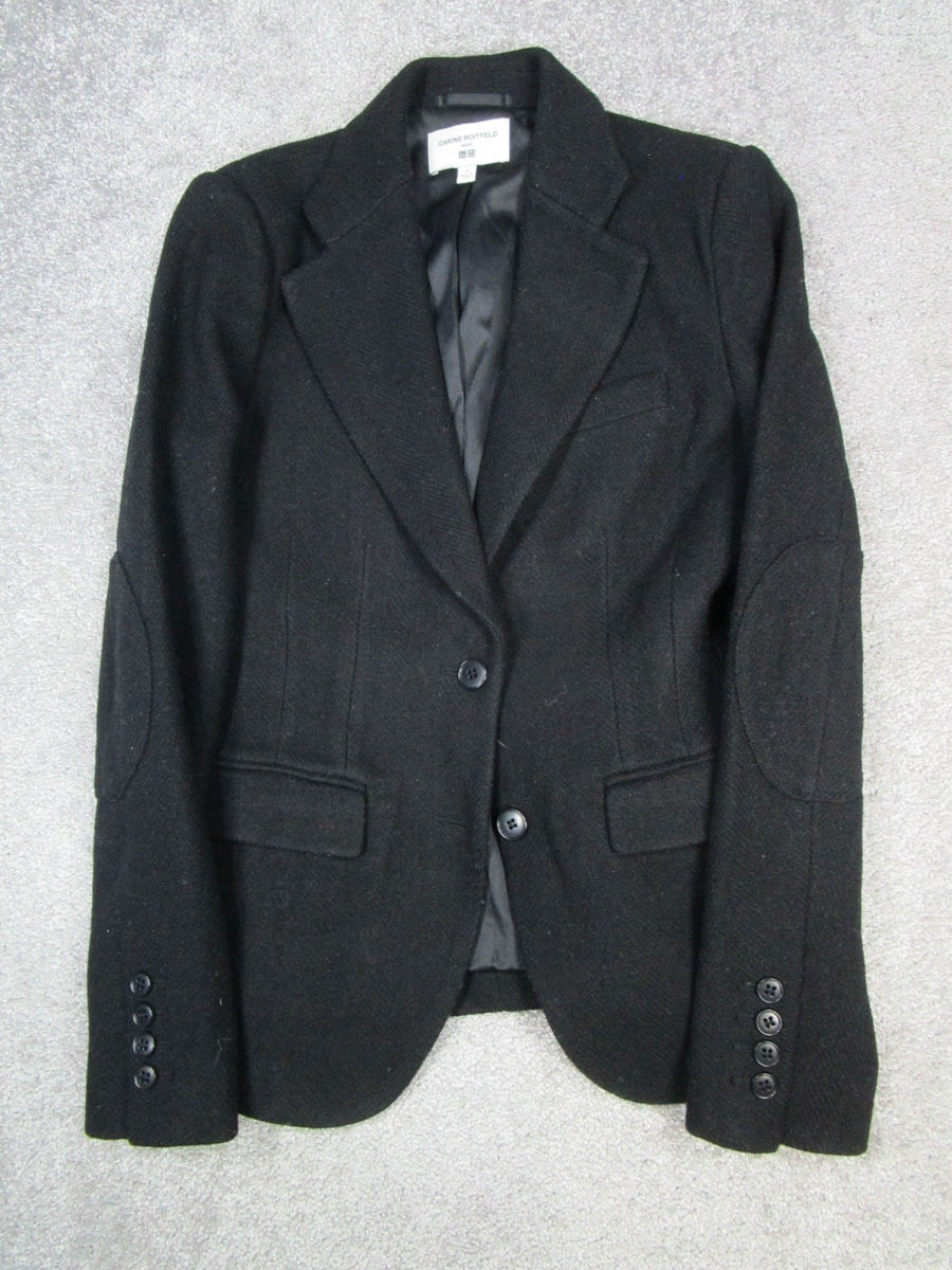Carine Roitfeld Uniqlo Sports Coat Womens Small Black Wool Blazer