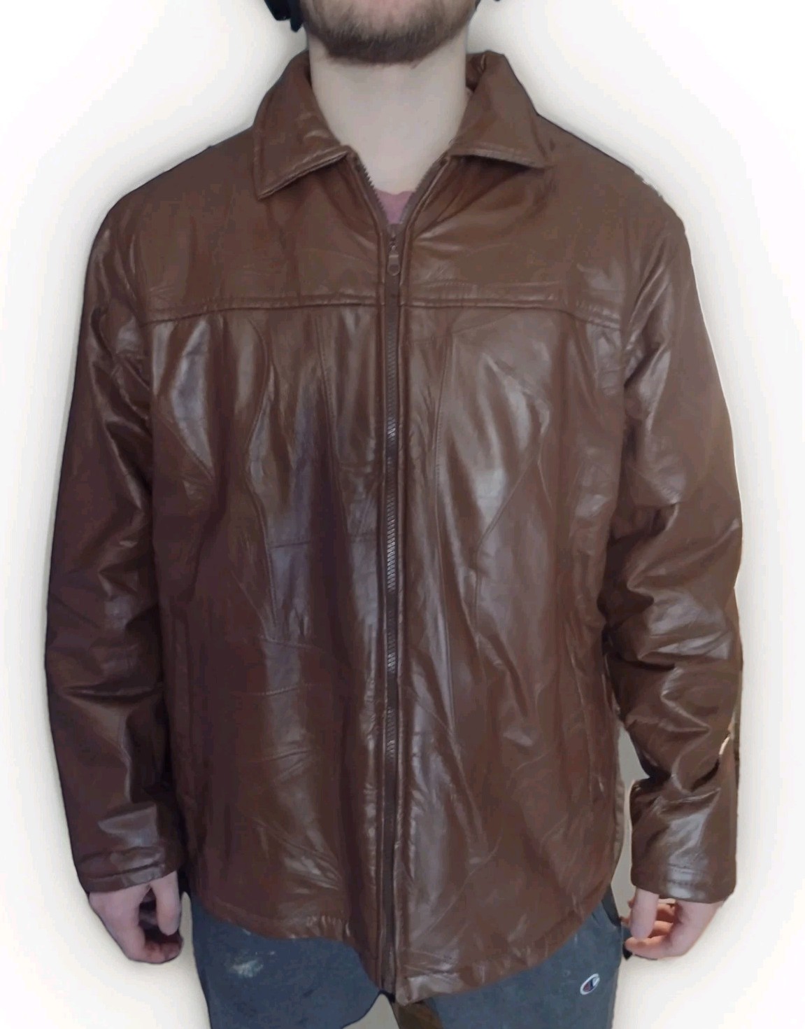 Vintage Genuine Patchwork Leather Jacket Brown W … - image 4