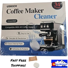 34 Pack Coffee And Espresso Machine Cleaning Descaling Tablets 2 Year Supply